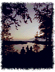 Silhouetted figures, sunset from Honeymoon Bluff